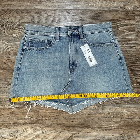 Just USA 90's Vintage Light Cotton Asymmetrical Hem Denim Mini Skirt Sz: L -NWT - Picture 5 of 9